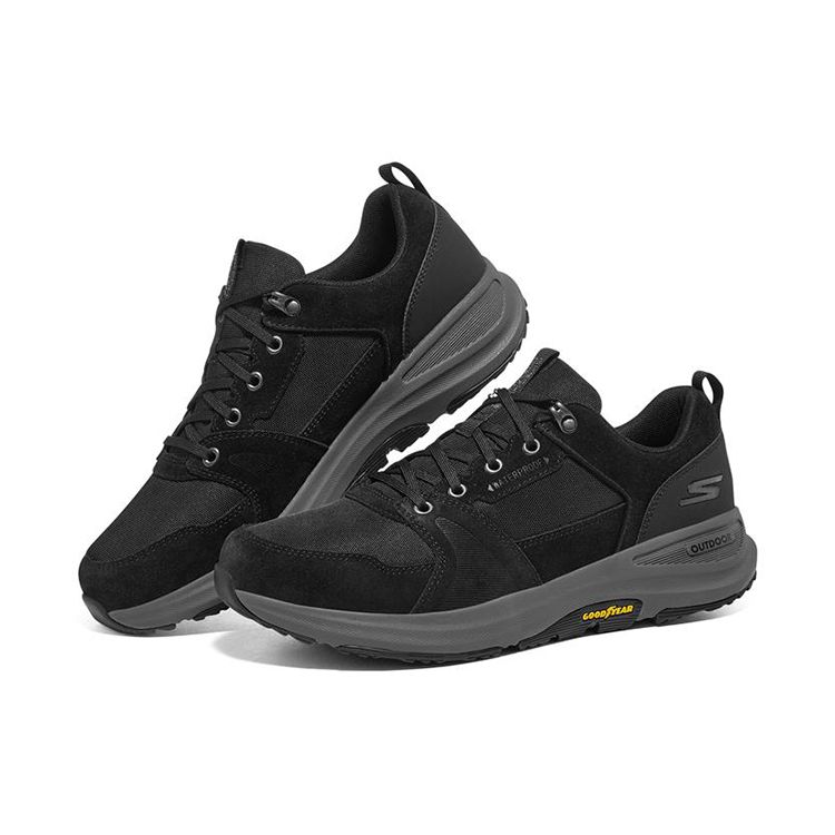 Skechers Go Walk Outdoor Comfortable Trendy Fashion Versatile Fabric Shock Absorbing Durable Breathable Low Top Running Shoes Men Sneakers 216106-BKCC