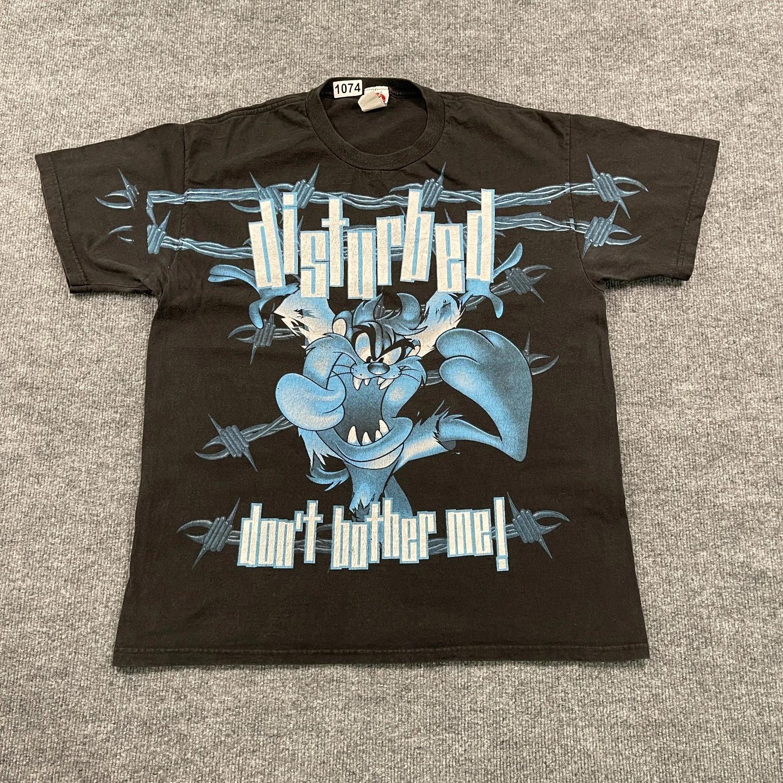 Vintage Tasmanian-Devil DISTURBED Taz Shirt Large 22x28 Black Looney-Tunes L