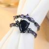 Charm Female Purple Zircon Stone Engagement Ring Set Vintage Black Gold Color Bridal Wedding Bands Party Jewelry For Women