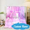 Custom Name Pink Heart  Blanket bed sofa Blanket Flannel Blanket for Camping, Hiking, Picnic Essentials,gift for Fan family