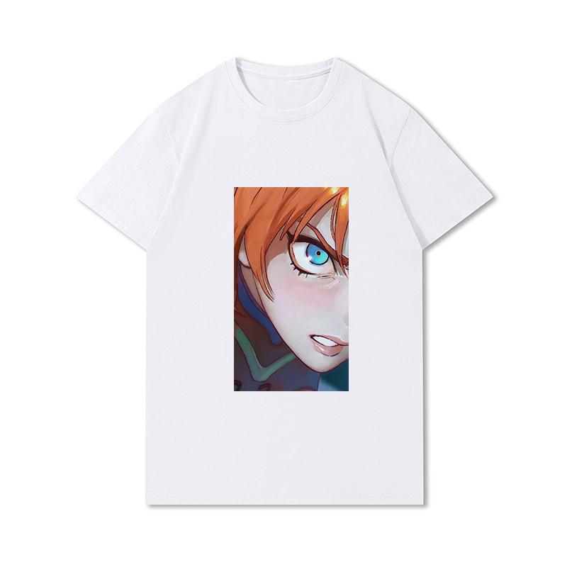 Pánská trička s potiskem Evangelion nadměrných velikostí Bavlněné topy Letní Anime Neformální Černá trička