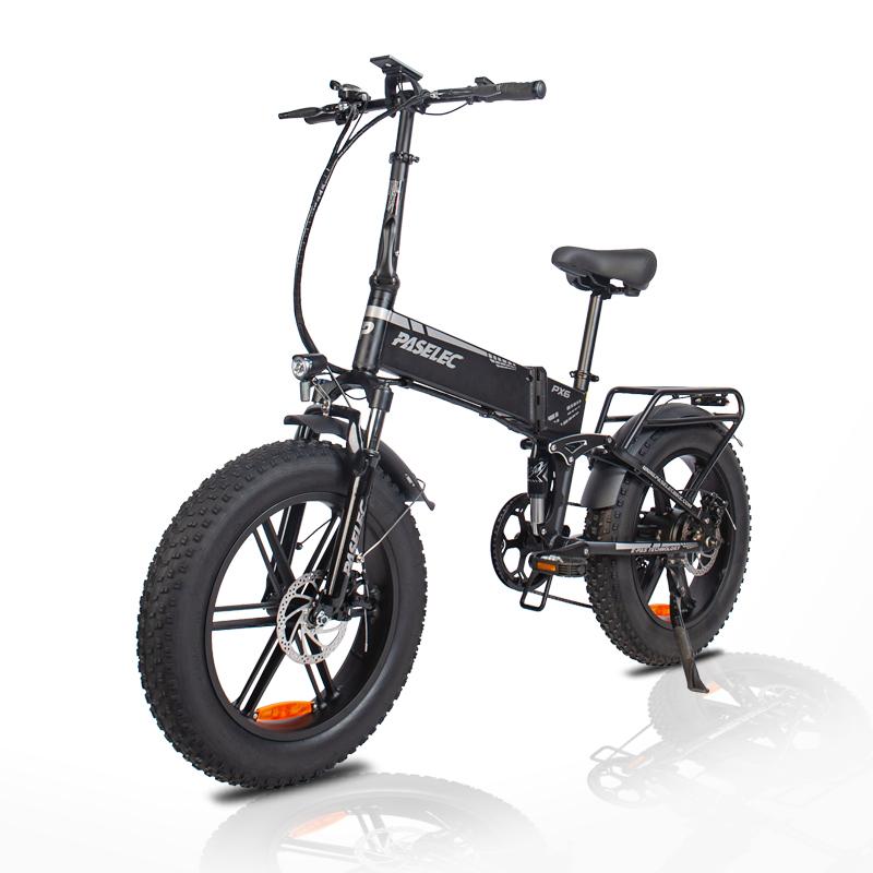 Paselec PX6 Bicicletă electrică pliabilă de 20 inch, 9 viteze, frâne hidraulice și baterie detașabilă 48V12Ah