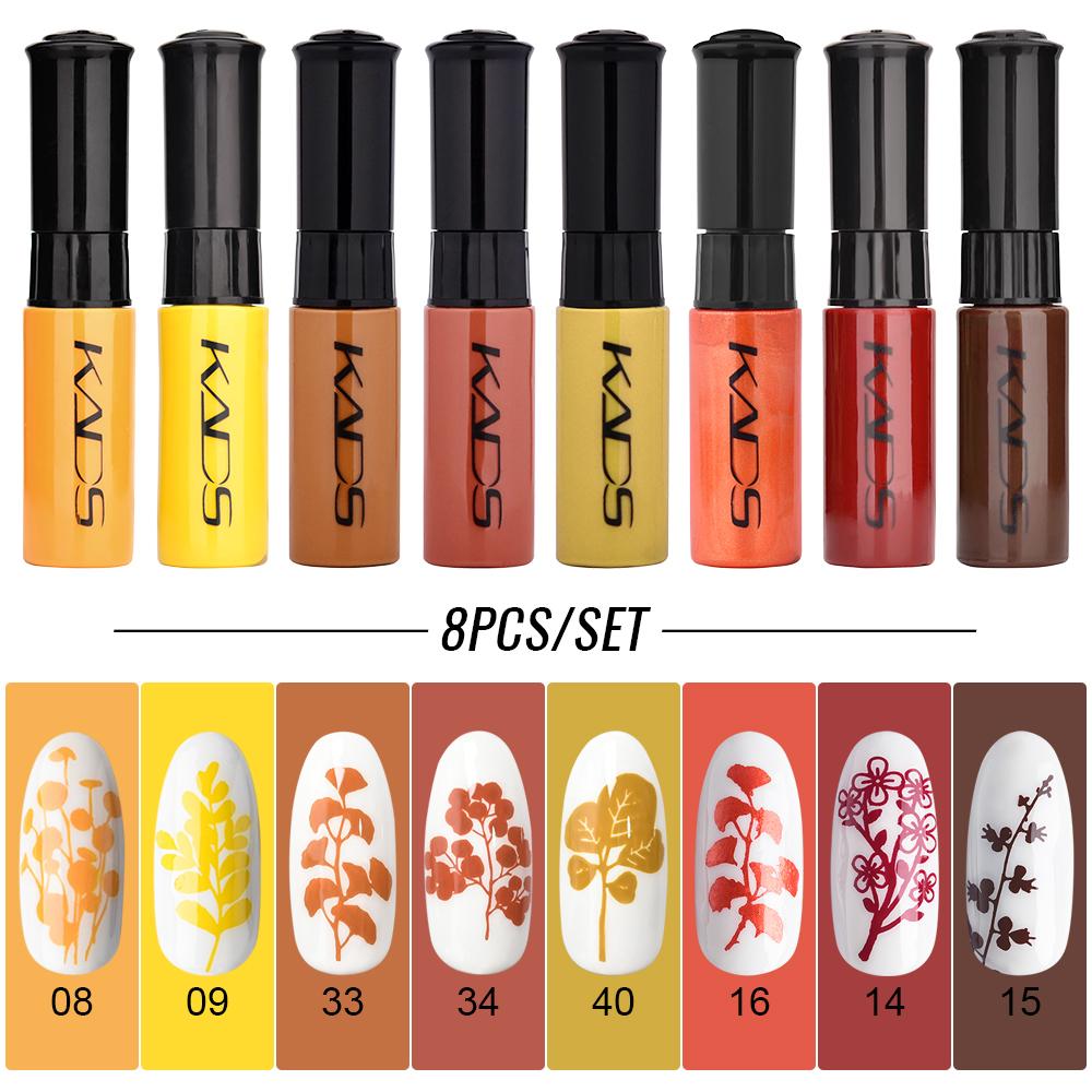 

KADS 8 шт./компл. лак для стемпинга ногтей набор лаков для дизайна ногтей черный, белый цвет полиграфический лак