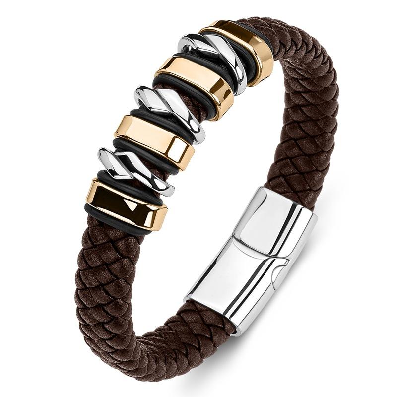 2026 European and American Men's Genuine Leather Trend High-end Bracelet, Woven Leather Bracelet
