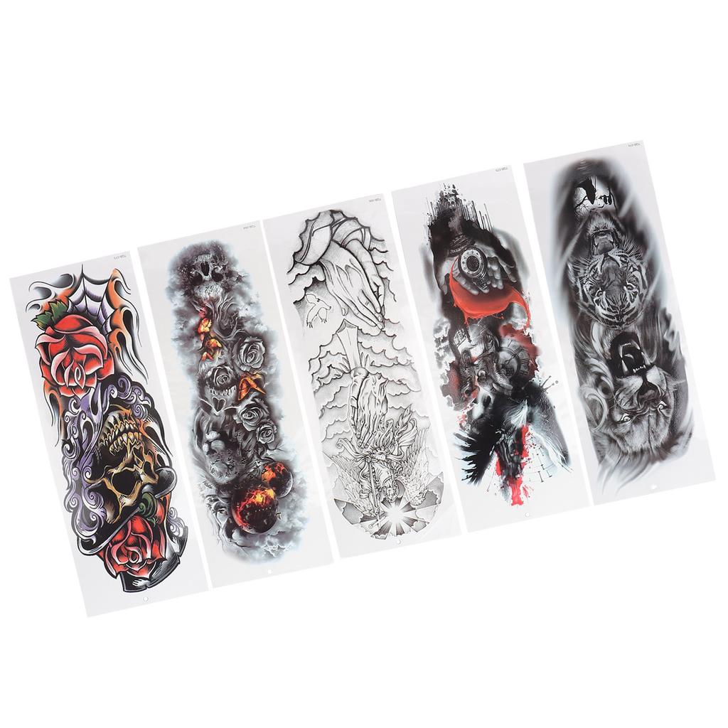 5 Pcs Large Arm Tattoo Sticker Temporary Waterproof Fake Tattoos Stickers for Women Men