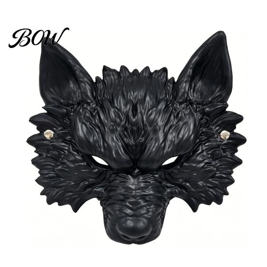Comfortable Fit Animal Mask Halloween Wolf Mask, Embossed Werewolf Face for Cosplay Party, Lightweight Latex Adjustable Strap Adults, Trick