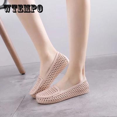 Letnie damskie sandały płaskie buty robocze buty pielęgniarskie Baotou miękkie dno buty z otworami buty dla matki antypoślizgowe buty na plażę buty z groszkiem