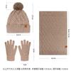 Women Winter Warm Knit Hat Scarf Gloves Set Alpaca Blend Double-Layer Fleece Lined Outdoor Cycling Ear Protection