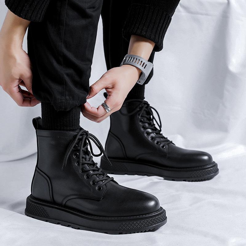 

мужские роскошные модные мотоциклетные ботинки дизайнерская обувь для вечеринки ночного клуба платье ковбойские ботинки из натуральной кожи платформа до щиколотки ботильоны 270 чёрный