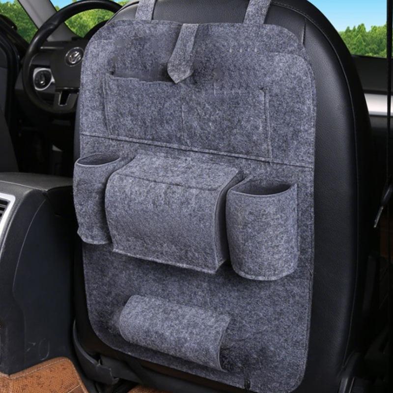 

Felt Car Seat Back Organizer, Kick Mats Car Back Seat Protector For Kids, 6-Pocket Storage B
