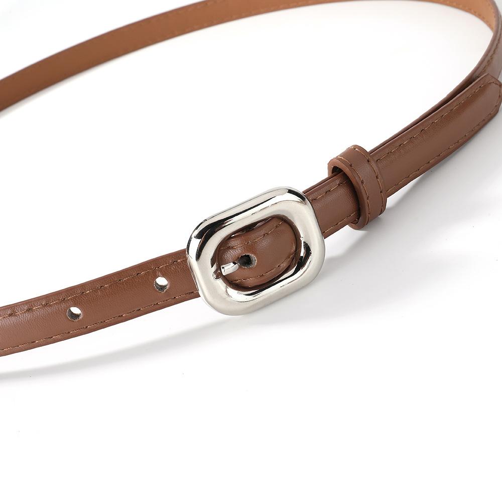 Square Buckle Slim Waist Belt for Women, Skirt, Jeans, Niche, Layered Belt, Needle Buckle for Women, Vintage Small Waist Seal