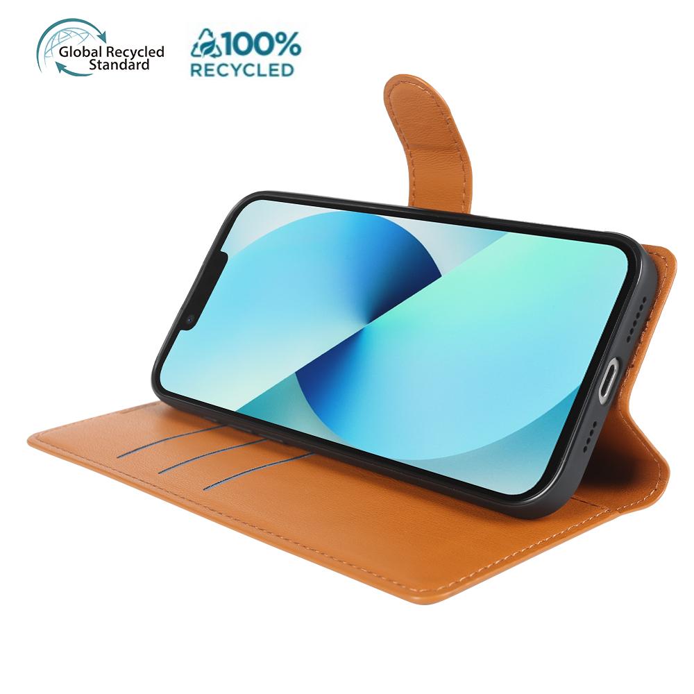 For iPhone 13 Stand Case Biobased Eco-Friendly RPET RPVB Slim Phone Cover with Wallet