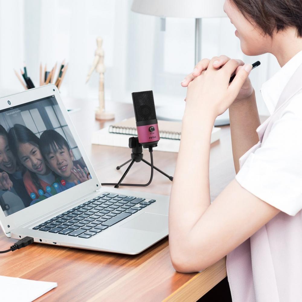 FIFINE USB Microphone, Condenser Microphone, Unidirectional PC Microphone, Internet Calling, Working from Home, Distribution, Game Live Recording, Hom