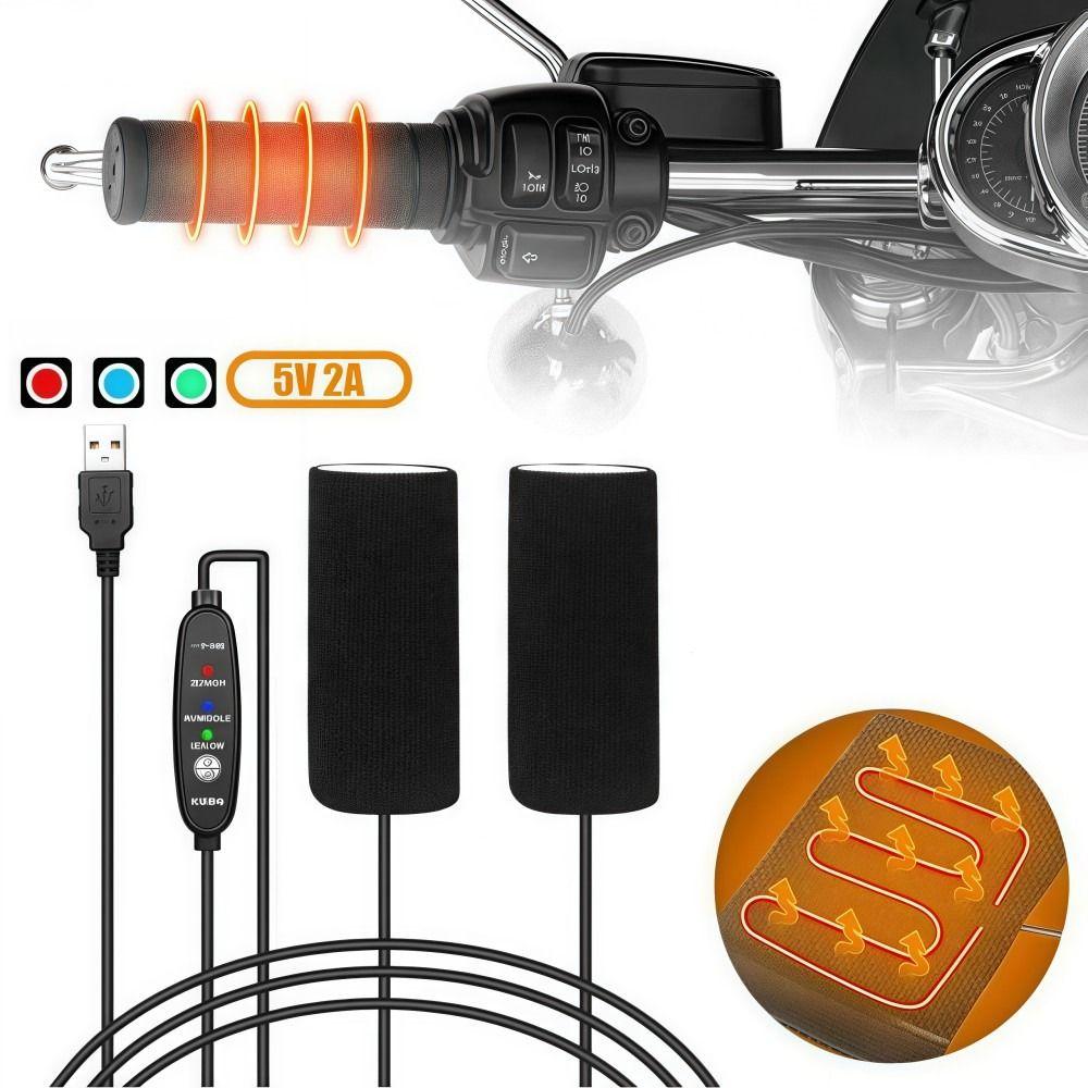3 Gear Warmer Motorcycle Heated Handlebar Cover 5V/2A USB Heated Handgrips  Motorcycle Accessories
