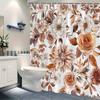 1pc rose daisy and autumn leaves watercolor pattern shower curtain, polyester fabric, machine washable, suitable for bathroom