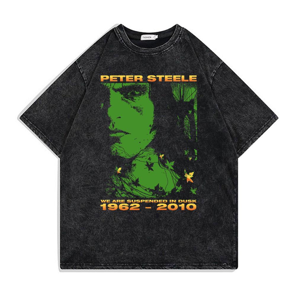 Washed Vintage Rock Band Type O Negative Rip Peter Steele Tribute T Shirt Male Casual Oversized Tshirt Mens Rocker Streetwear