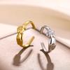 Heart-Shaped Geometric Star Open Ring: 18K Gold-Plated Stainless Steel Women's Jewelry