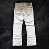 FlowStreet Harajuku Vintage Y2K Vita Jeans Herr och Dam Gotiskt Punkbroderimönster Låg Midja Löst Sittande Jeans Trendiga Nya Streetwear