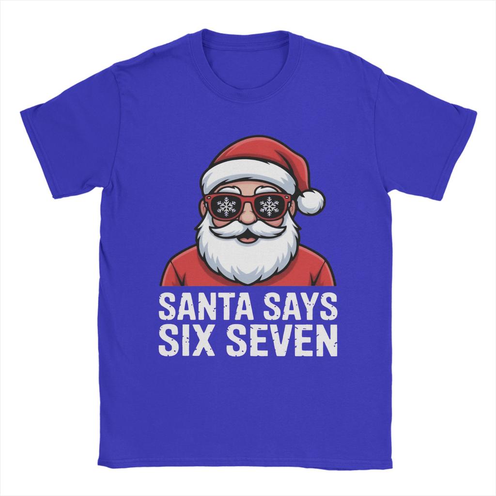 Meme Funny Six Seven Christmas Meme Santa TShirt for Unisex Novelty Cotton Tees Short Sleeve T Shirts Plus Size Tops