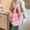 Dames Pluizige Schoudertassen Winter Top-Handvat Handtas Pluche Tote Bag Effen Kleur Commuter Veelzijdige Handtas CLE