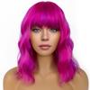 LANCAINI Short Bob Wigs with Bangs for Women Loose Wavy Wig Curly Wavy Shoulder Length Bob Synthetic Cosplay Wig for Girl Colorful Costume Wigs