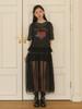 Opening Sunshine Dot See-Through Long Layered Mesh Dress_Black