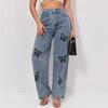 High Waist Straight Jeans Damen Locker Lässig Denim Hose Tägliche Straßenhose