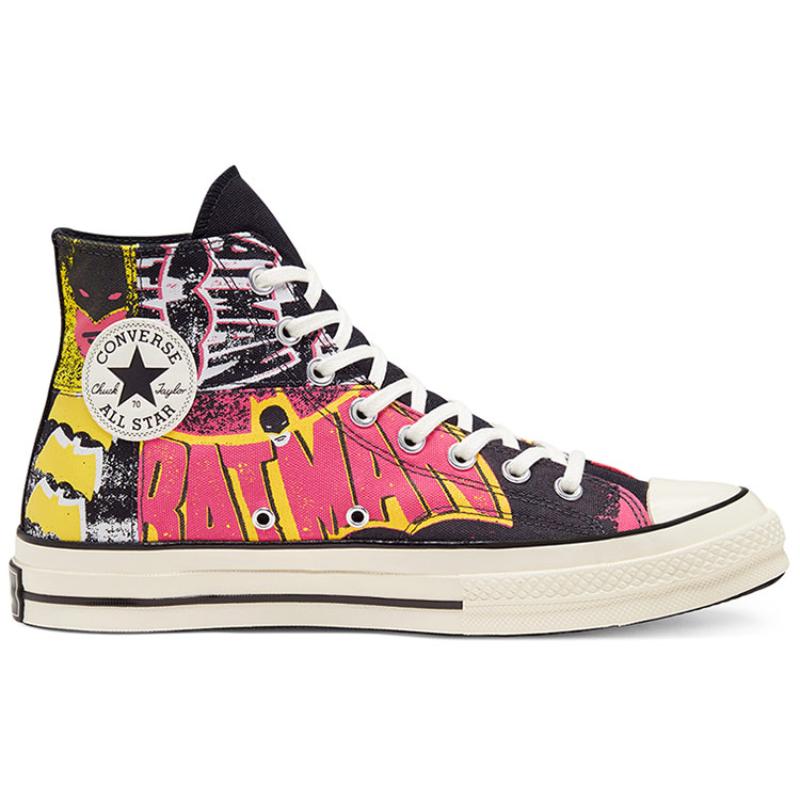 Batman 80th Anniversary X Converse 1970s High Top DC Batman Collaboration Mid-Top Canvas Shoes Unisex Black and Red