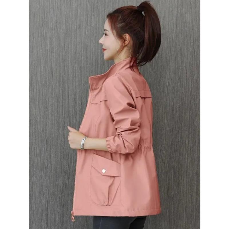 Double Layer Women Windbreaker 2024 Nové jaro podzimní krátký kabát Fashion3XL stojatý límec dámská bunda podšívka