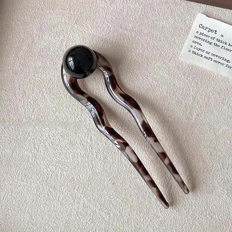 

Новые ацетатные U-образные палочки для волос в китайском стиле для женщин, винтажные заколки для волос с шариком, заколки для пучка волос, аксессуары для волос