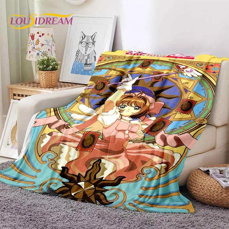 Cartoon Cute Sakura Card Captor Girl Soft Blankets,Keep Warm Throw Blanket Comfortable Blanket for Picnic Beds Sofa Home Bedroom