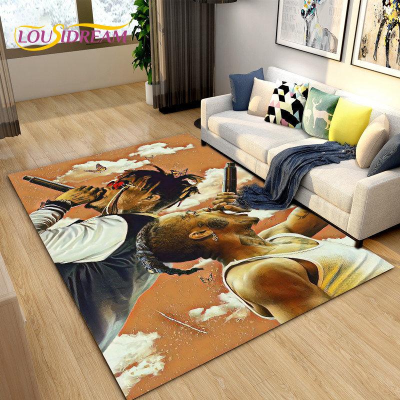 Hip Hop Art Rapper Legend Star Area Rug Large,Carpet Rug for Living Room Bedroom Sofa Doormat Decoration,Kids Non-slip Floor Mat