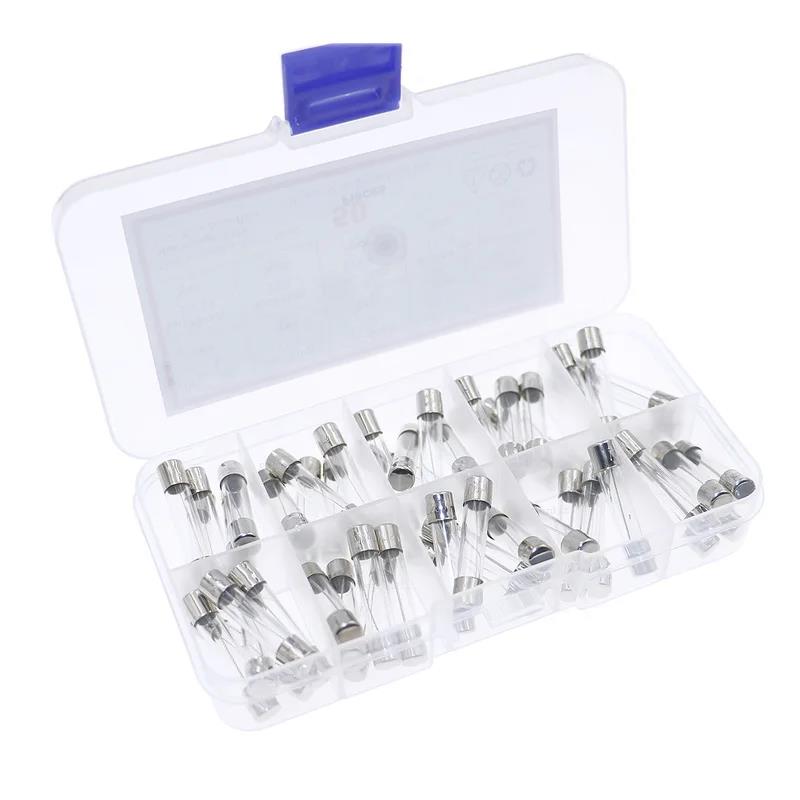 50Pcs 10Value 6x30mm T1A 2A 3A 3.15A 5A 6.3A 8A 10A 12A 15A slow Blow Glass Tube Fuse Assorted Kits Fuses4