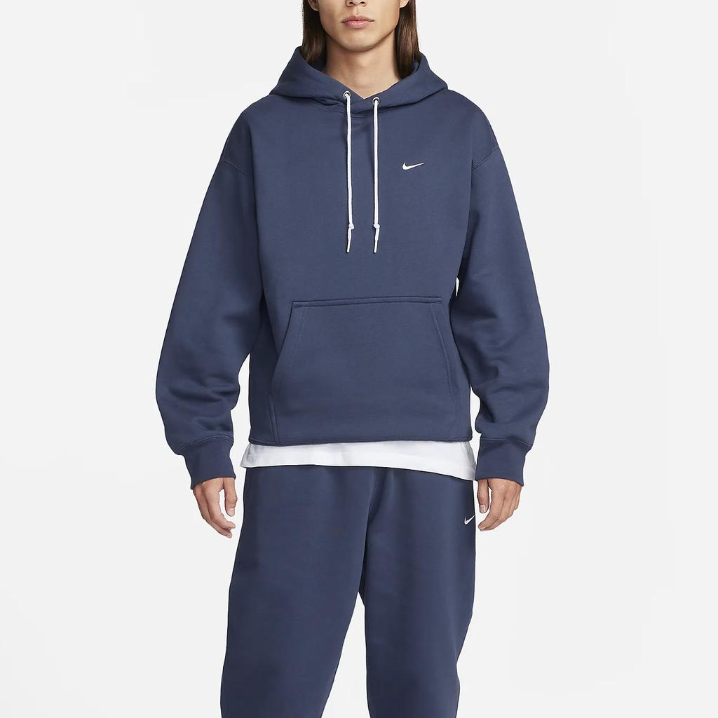 Nike Embroidered Logo Solid Long Sleeve Hoodie Men Tops Deep-Blue DX1356-410