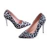 High heels single shoes autumn new pointed leopard print feeling large size fine heel temperament shallow mouth daily wear