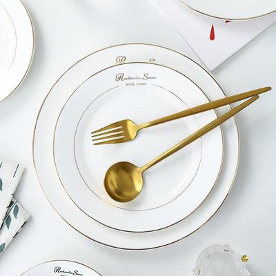 Nordic Gold Rim Ceramic Dinner Plate - European Style