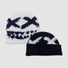 Elastic Y2K Knitted Hat Halloween Black White Pullover Cap Personality Brimless Beanie Cap  Warmer