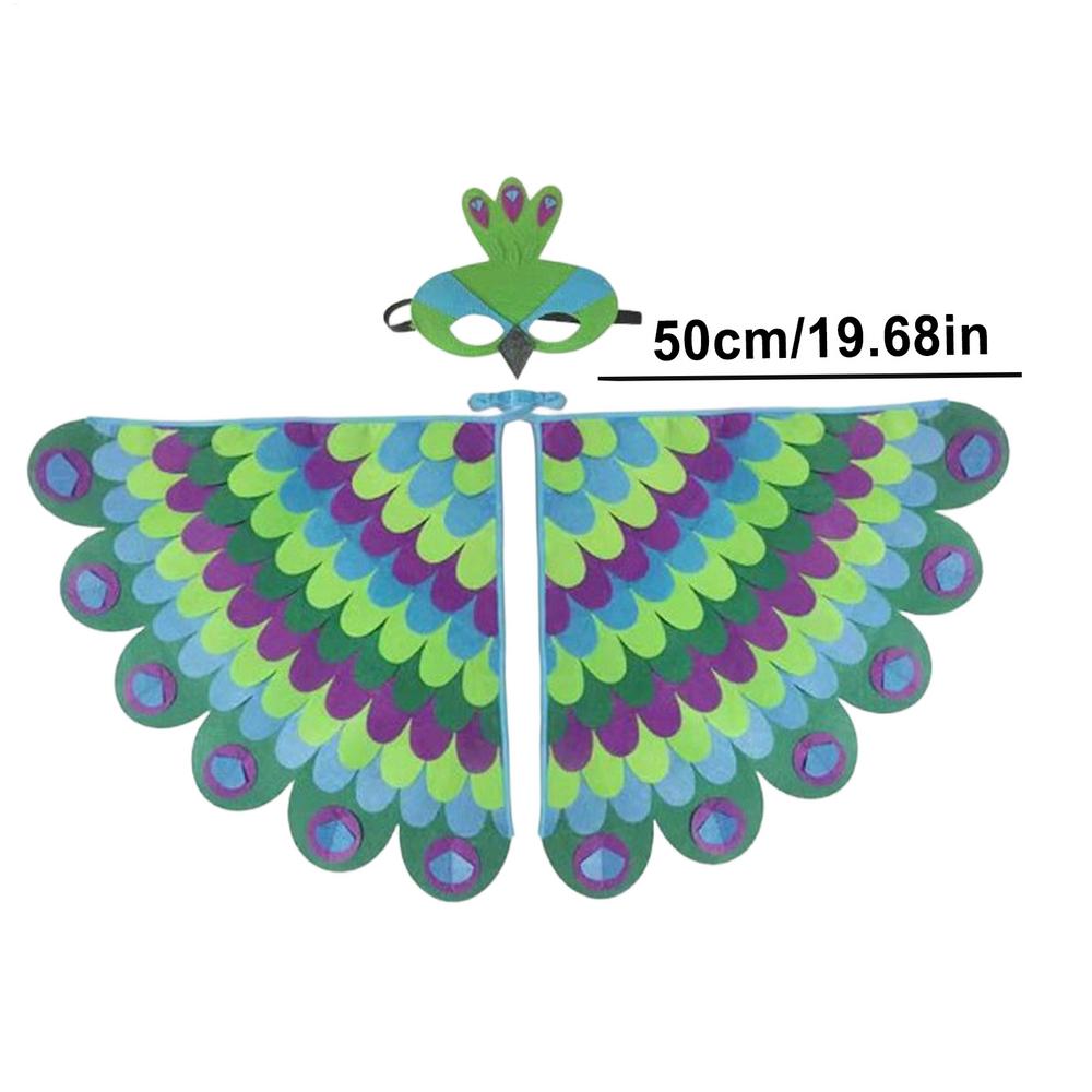 

Bird Wings for Kids Gradient Color Costume Wings for Children Skin-Friendly Peafowl Costumes Colorful Wing for Halloween зелёный