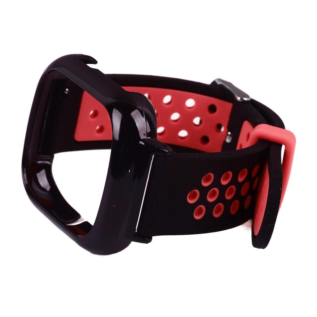 Replacement Watch Band with Case for Honor Watch 4 Silicone PC Multi Holes Adjustable Protective Wristbands Cover Black