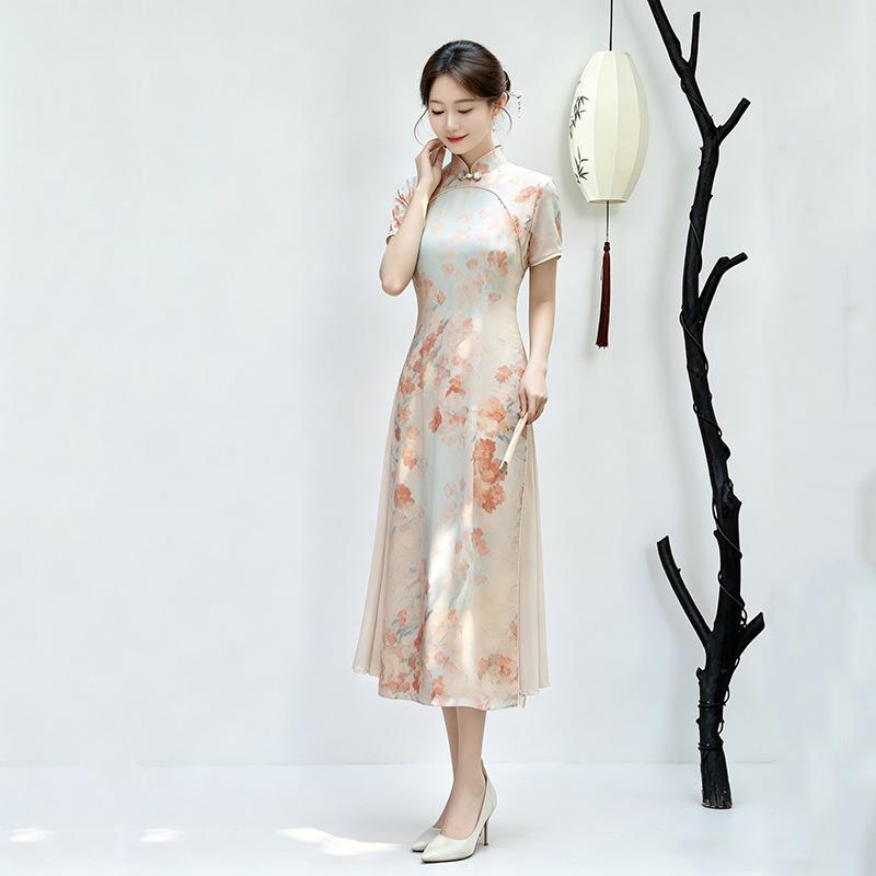 Skinny Aodai national style new Chinese Suzhou cheongsam improved young women's high sense daily wear dress