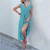 Women's V Neck Holiday Print Short Sleeve Lace Up A Line Chic Dress