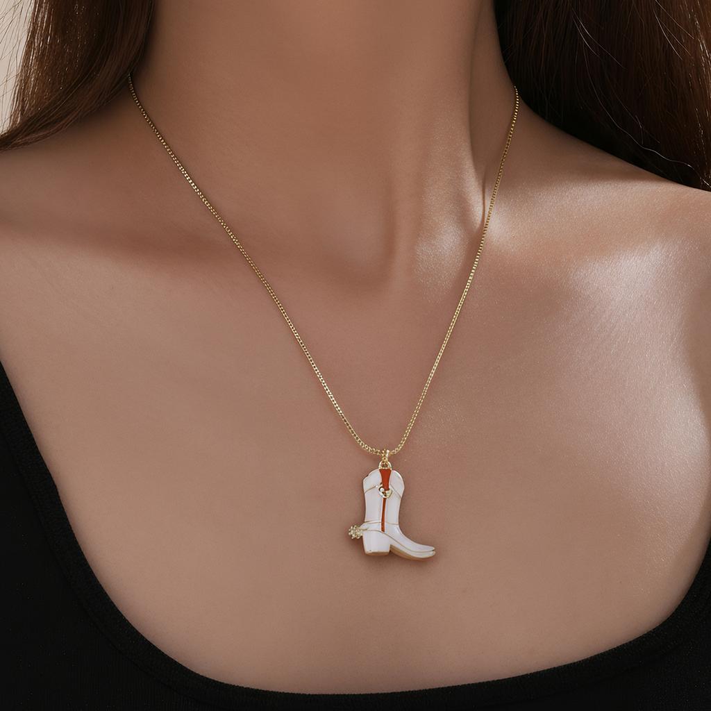 Nidin Hot Sale Hip-Hop Style Boots Shape Charms Pendant Necklace For Women Men Enamel Drip Oil Making Choker Copper Neck Jewelry