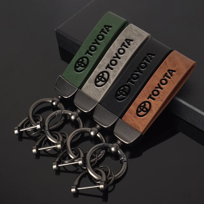 Leather Car Key Ring Keychain for Toyota Rav4 Prado Corolla CHR Avalon Highlander Tacoma Hilux Previa Avensis Camry Land Cruiser