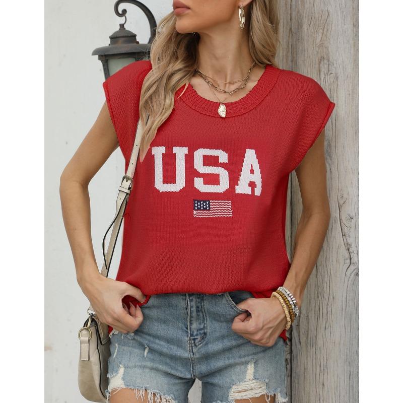 Women's Autumn and Winter Round Neck Sleeveless Jacquard Embroidered Top Sweater
