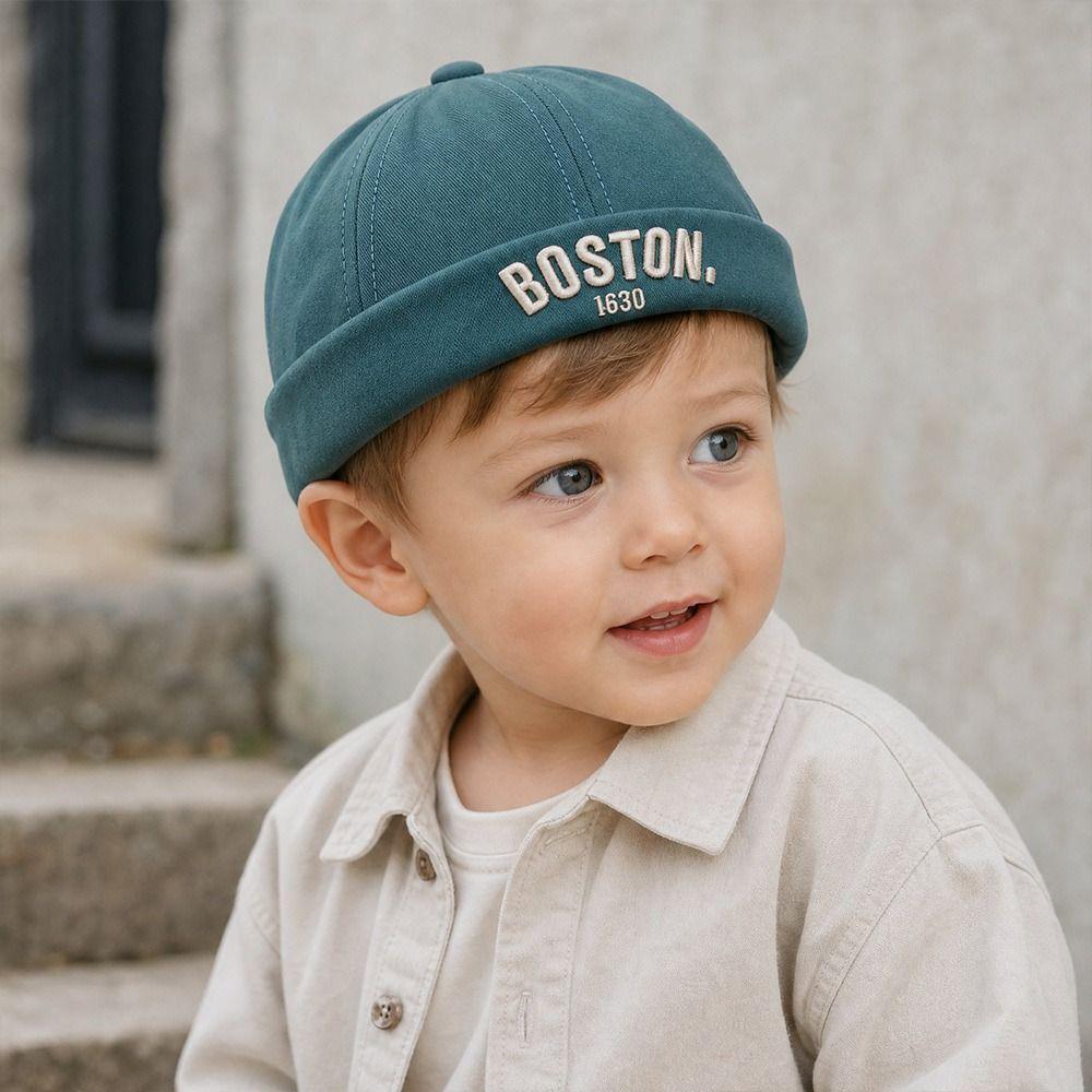 Cotton Children Melon Beanie Letter Embroidered Bucket Hat Hip Hop Fashion Landlord Cap Summer