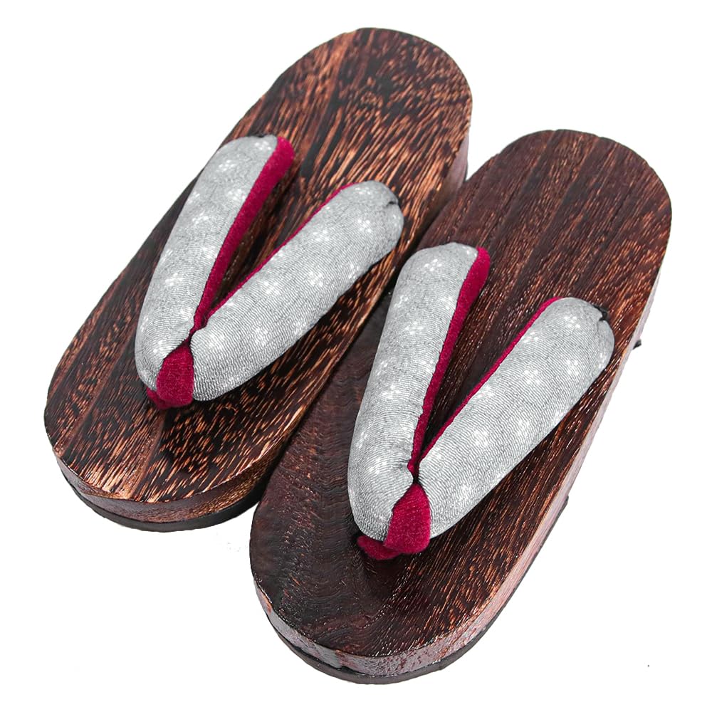 Geta in Dull Burnt Paulownia Wood for Girls [KYOETSU] (Japanese Clogs) (1 Gray, measurement_18_point_0_centimeters)