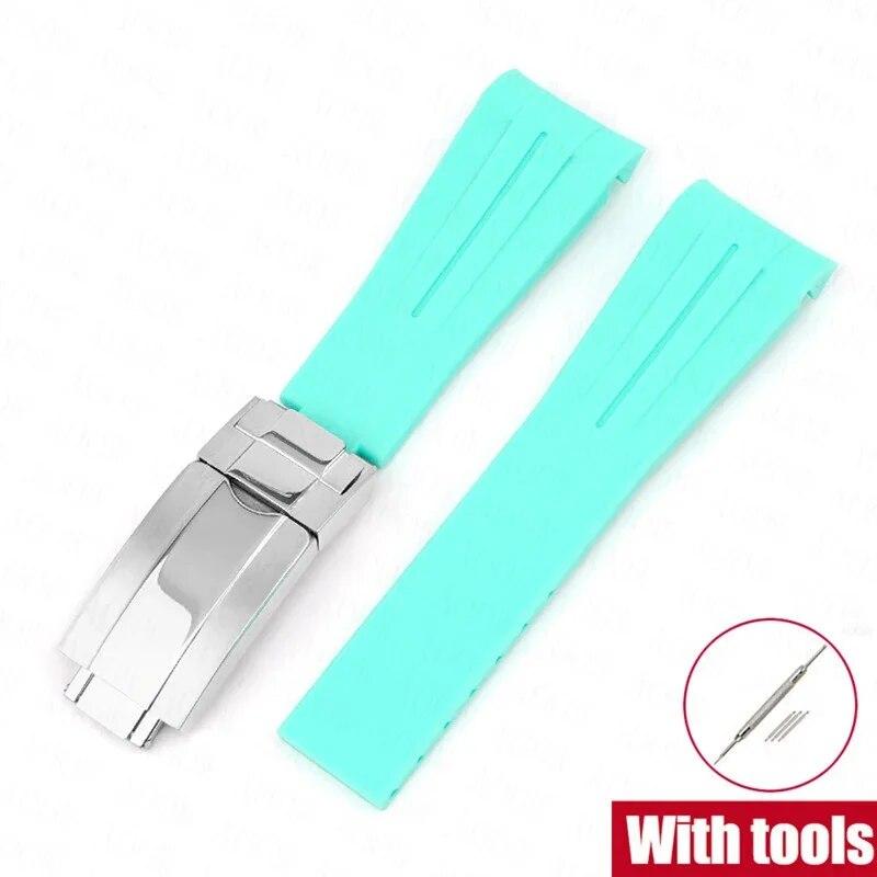 Rubber Watch Band Fit for Omega X Swatch Moonswatch 20mm Stainless Steel Folding Buckle Men Women Curved Replace Strap for Rolex