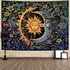 1 Sun Moon Floral Tapestry Single Sided 2D Print Soft Polyester Tapestry Bedroom Living Room Dorm Boho Decor Mystical Vibe Gift