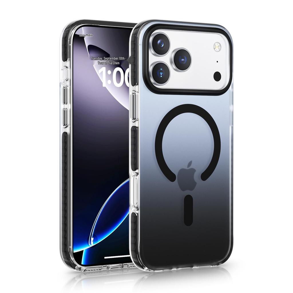 IPhone 17 Pro Max Blaulichtverlauf Magnetische Schutzhülle mit Zweifarbiger Airbag Sturzsicherer Design