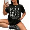 Faith Over Fear Christianjpg Womens TShirt  Cotton Funny Graphic Short Sleeve Tee Novelty Shirt Casual Crew Neck Top SXL